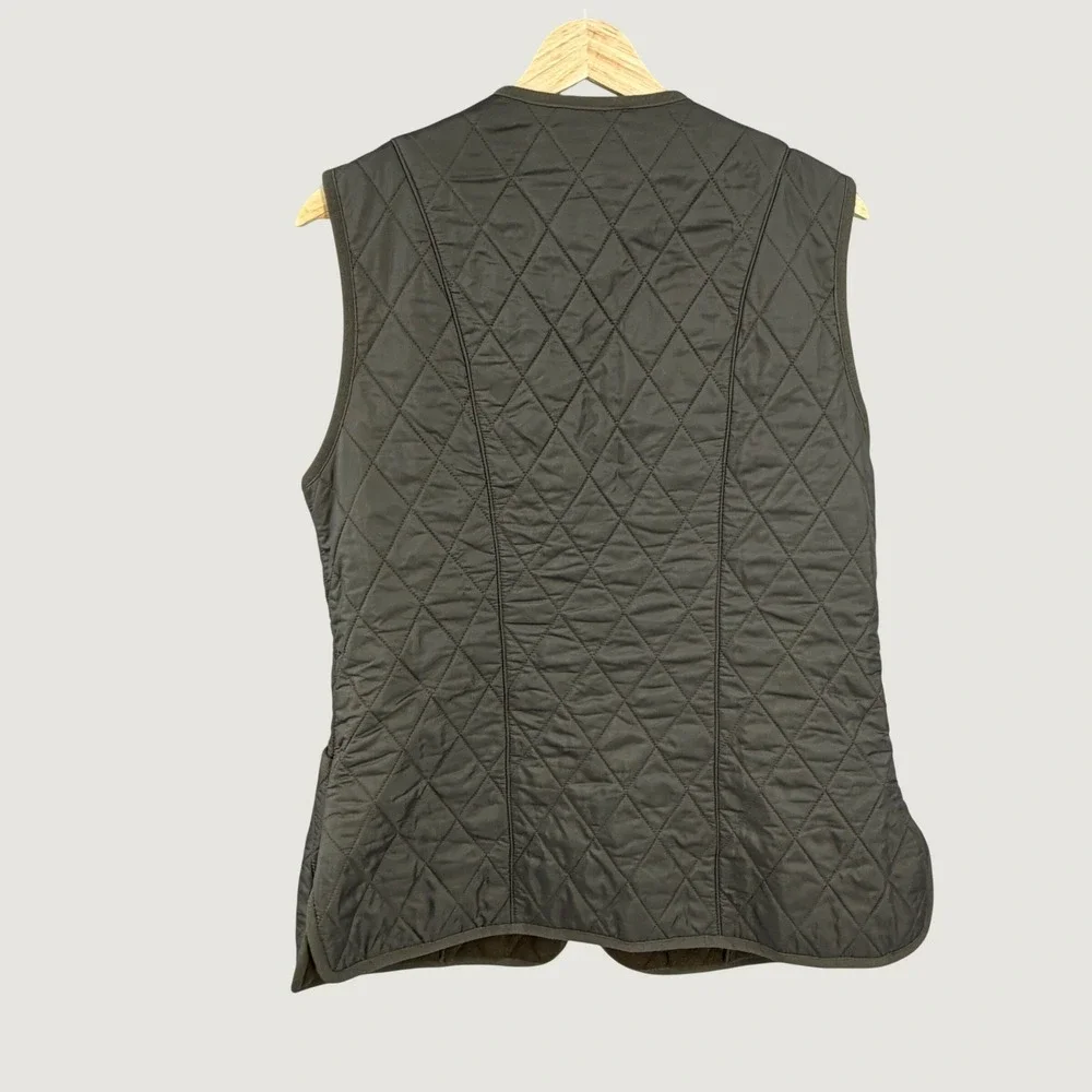 Barbour Fleece Betty Liner Vest Size 10 Olive Green Quilted Full Zip Sleeveless - Picture 3 of 5